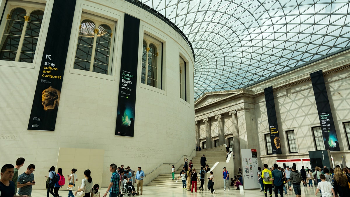 Tourists at the British Museum, picture taken from the interior