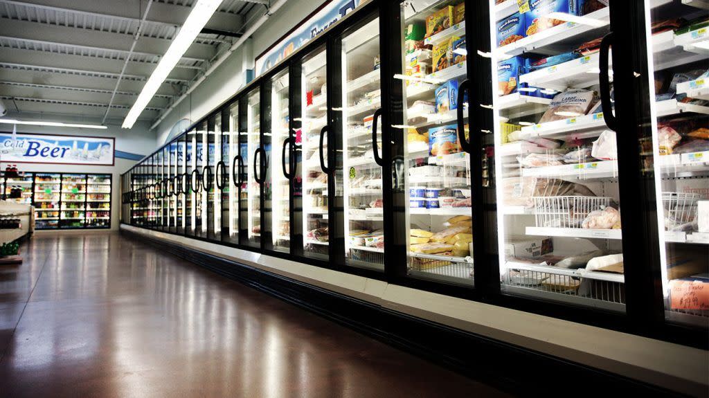 supermarket fridges filled with ready-made meals
