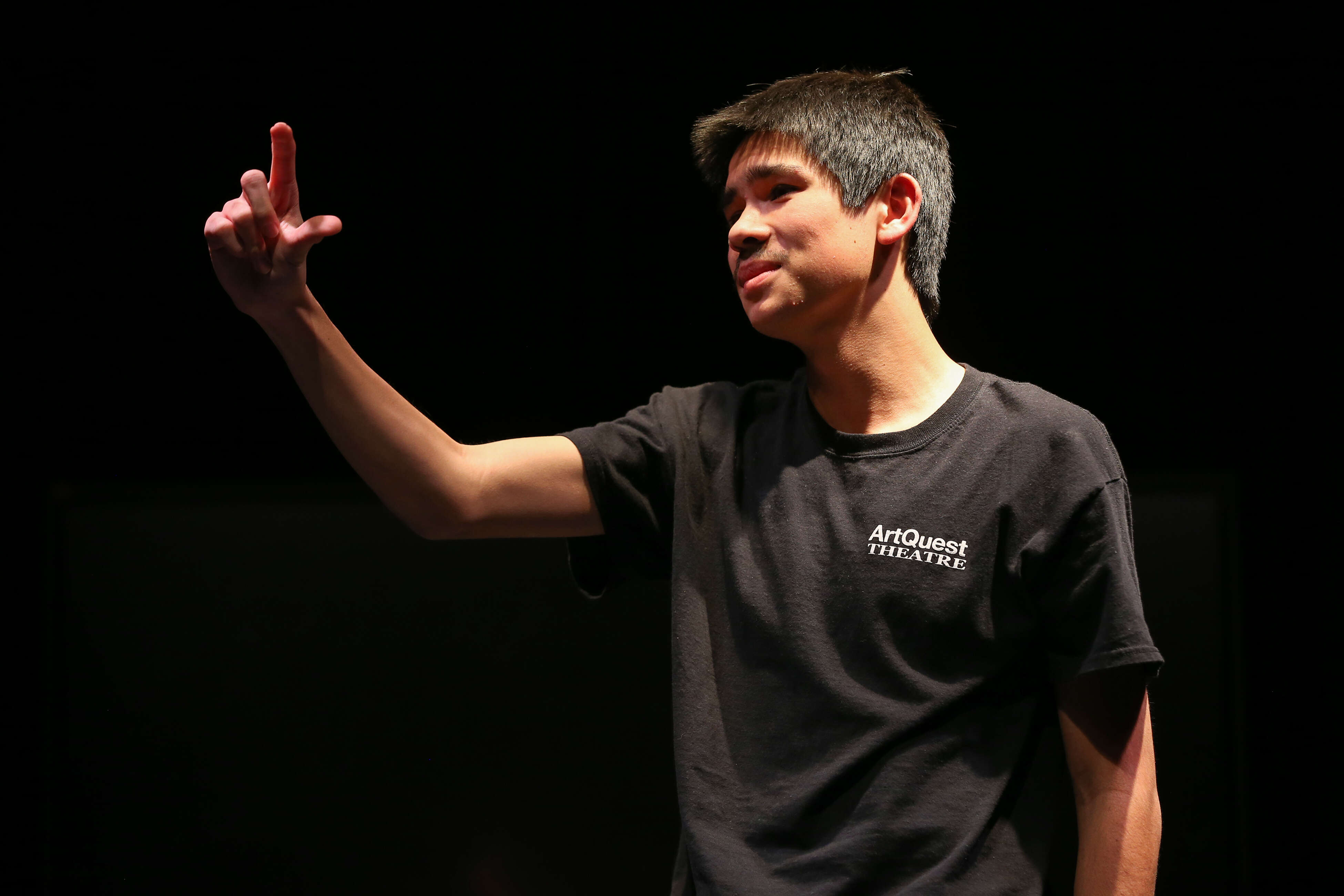 Santa Rosa High School ArtQuest student Elljay Broderick rehearses his...