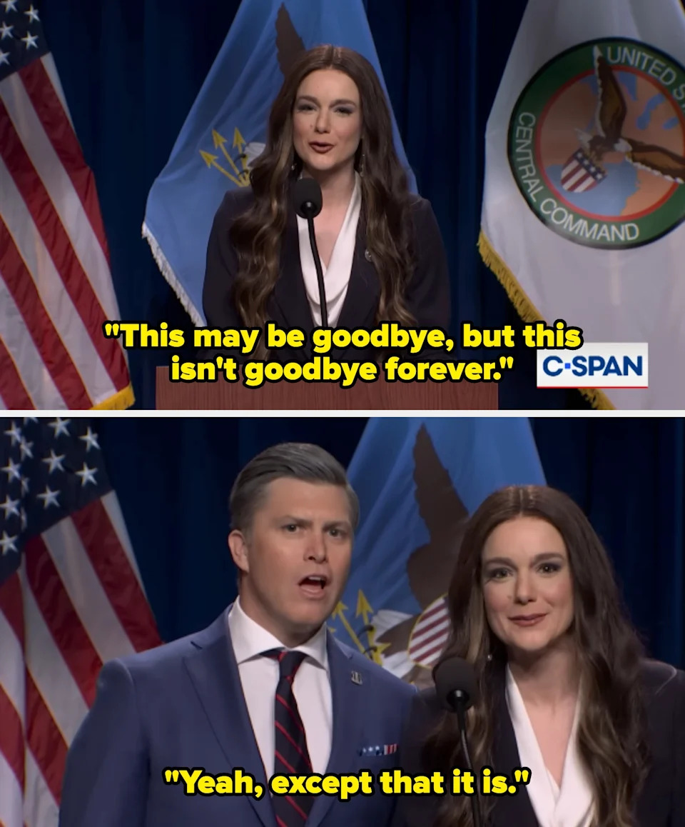 A person stands at a podium speaking, with two flags behind them and a "C-SPAN" logo visible in the lower right corner