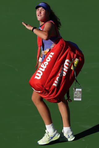Mirra Andreeva curses at the Indian Wells crowd after losing on March 9, 2026.Credit: Clive Brunskill/Getty