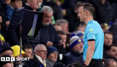 A graphic of Premier League players from every team in the division in 2025-26 season, with the Premier League trophy in front of them.