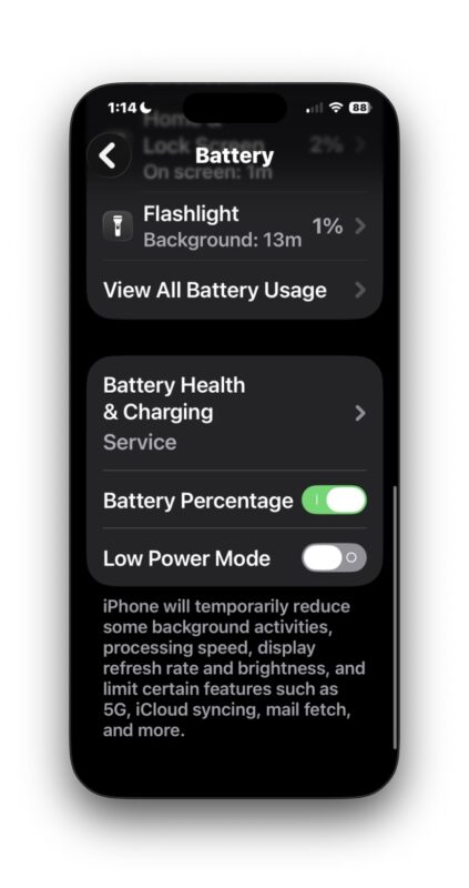 Battery Health changed to Service on iPhone