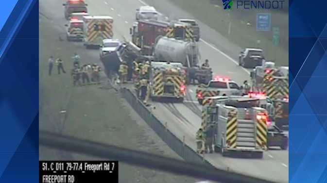 Tractor-trailer crash on I-79 in Marshall Township, Allegheny County