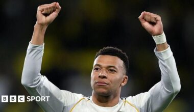 An AI-generated image of Kylian Mbappe skiing while holding his turtle