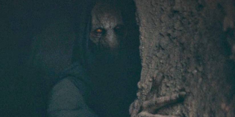 Darth Plagueis peering out of a cave in The Acolyte season finale.