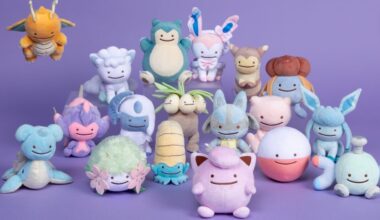 The new range of Ditto plushies.
