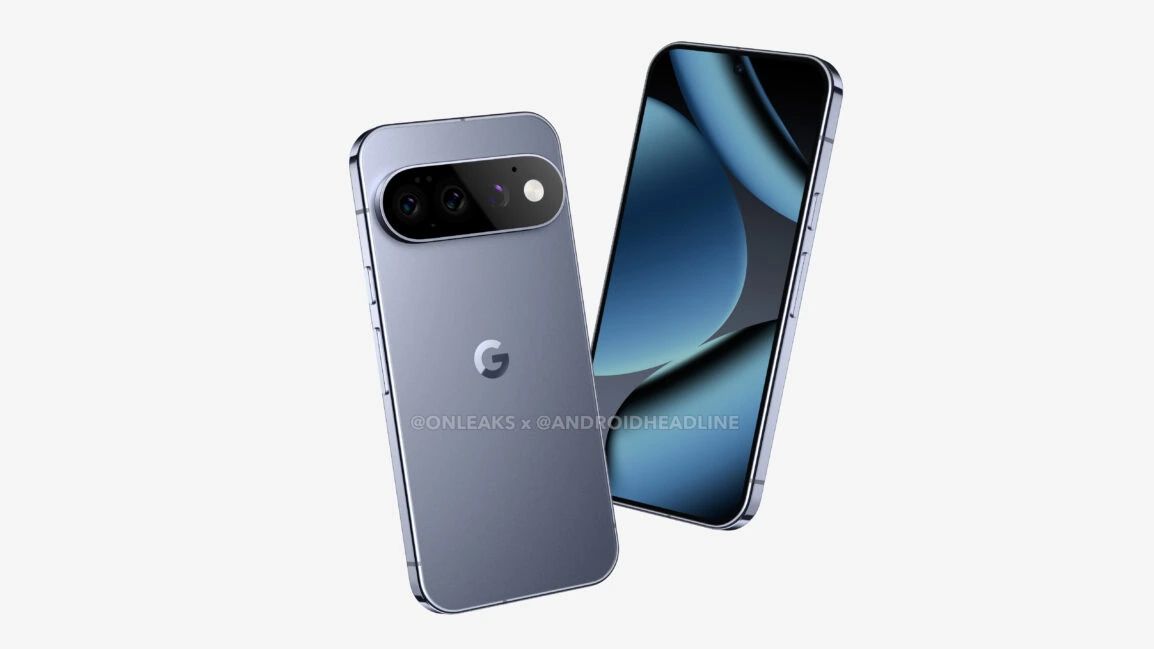 leaked renders of the Pixel 11 Pro showing the screen and back panel