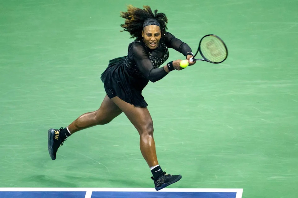 Serena Williams plays at the 2022 US OpenCredit: Tim Clayton/Corbis via Getty