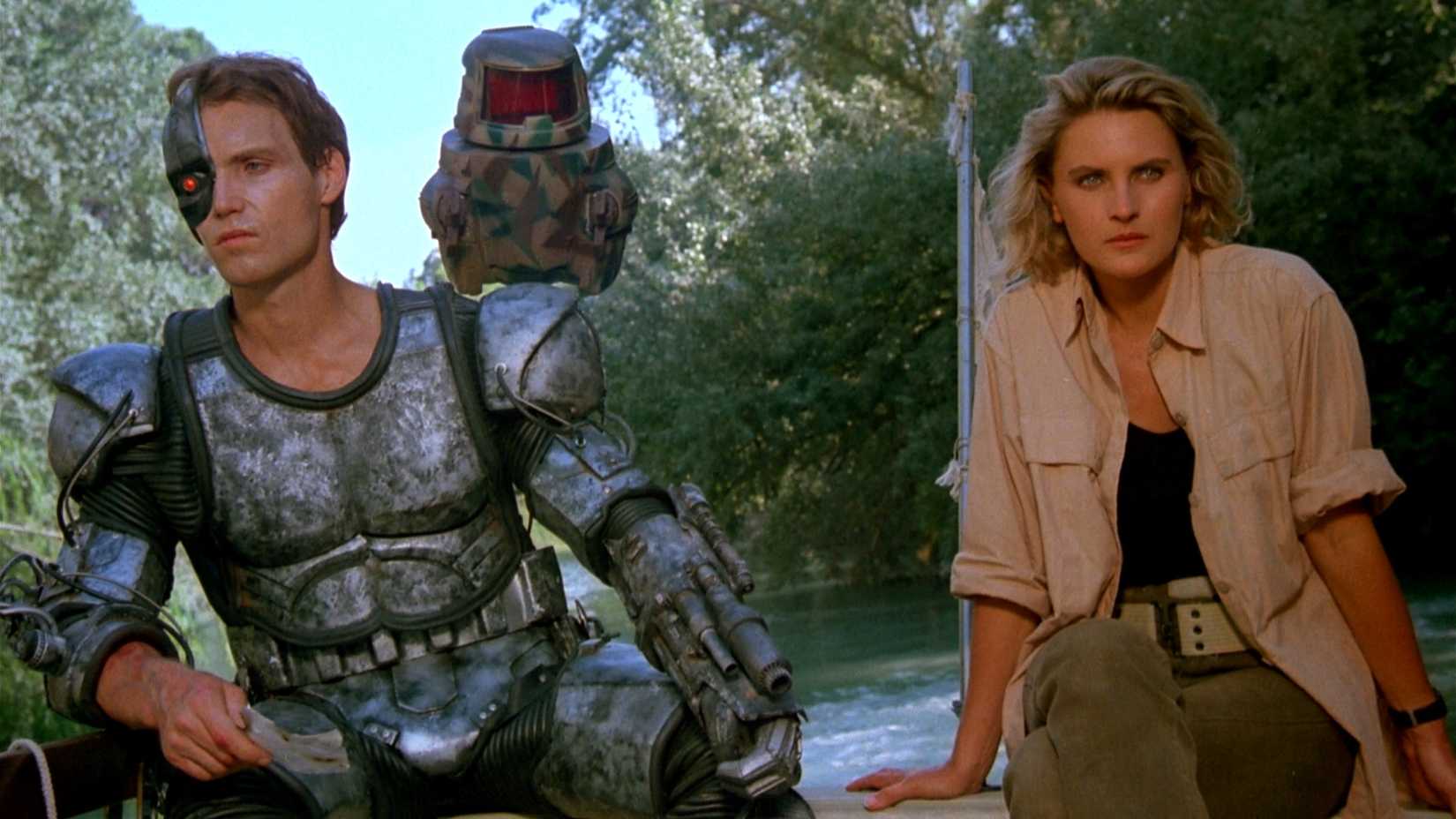 Mandroid with a robot and scientest in the action movie Eliminators