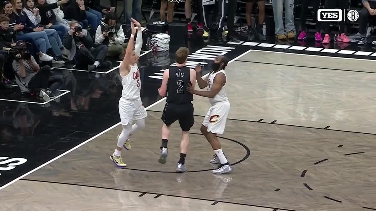 Harden scores 22 points with broken thumb, leads Cavaliers over the Nets 106-102