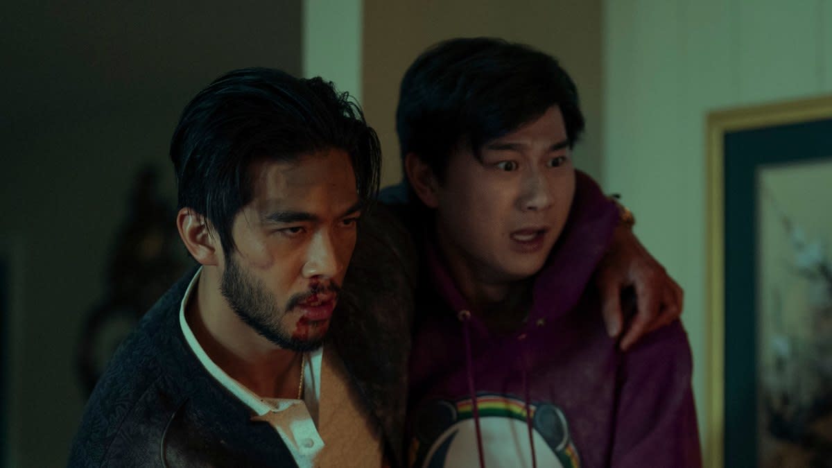 Justin Chien as Charles Sun and Sam Song Li as Bruce Sun in episode one of <em>The Brothers Sun</em>. Michael Desmond/Netflix © 2023