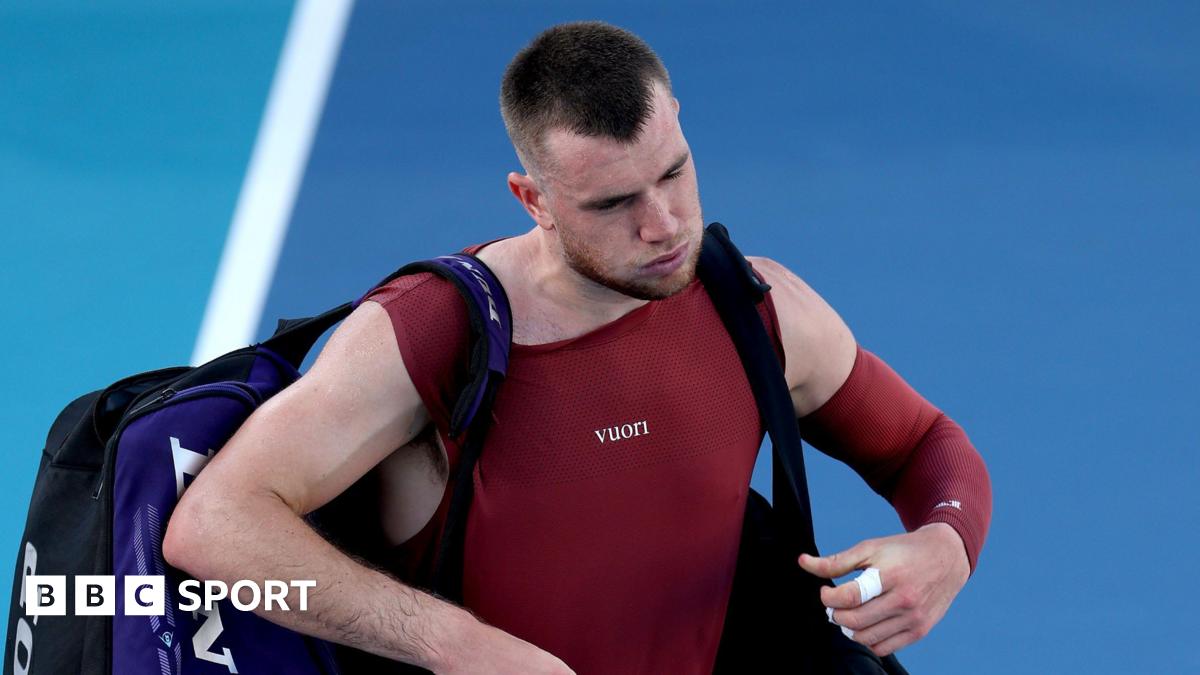 Jack Draper walks off court after his Miami Open defeat by Reilly Opelka