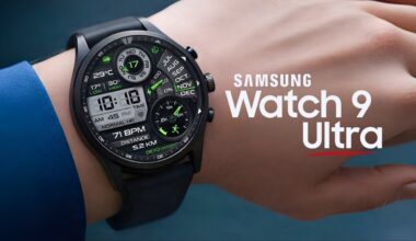 Close-up of Galaxy Watch Ultra 2 concept showing a Snapdragon Elite wearable chip and updated internal layout.