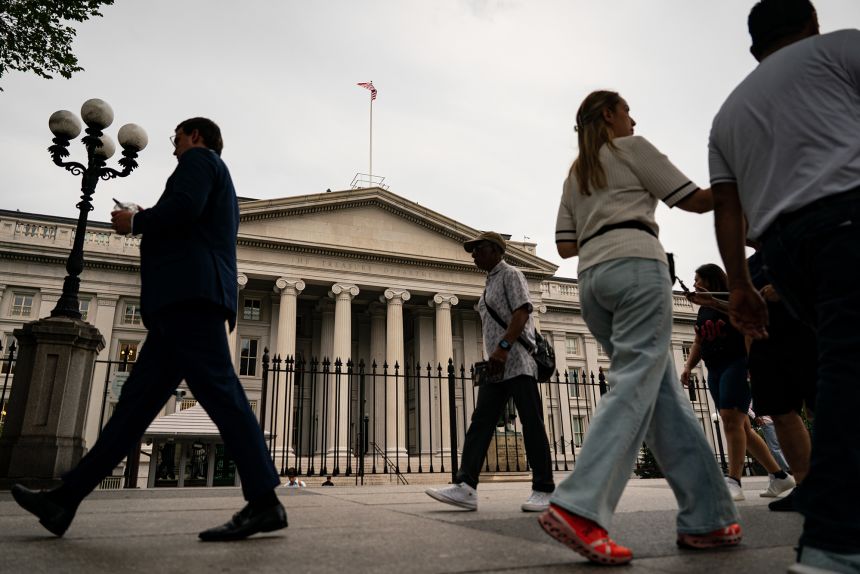 The US Treasury building in Washington, DC, on August 5, 2025.