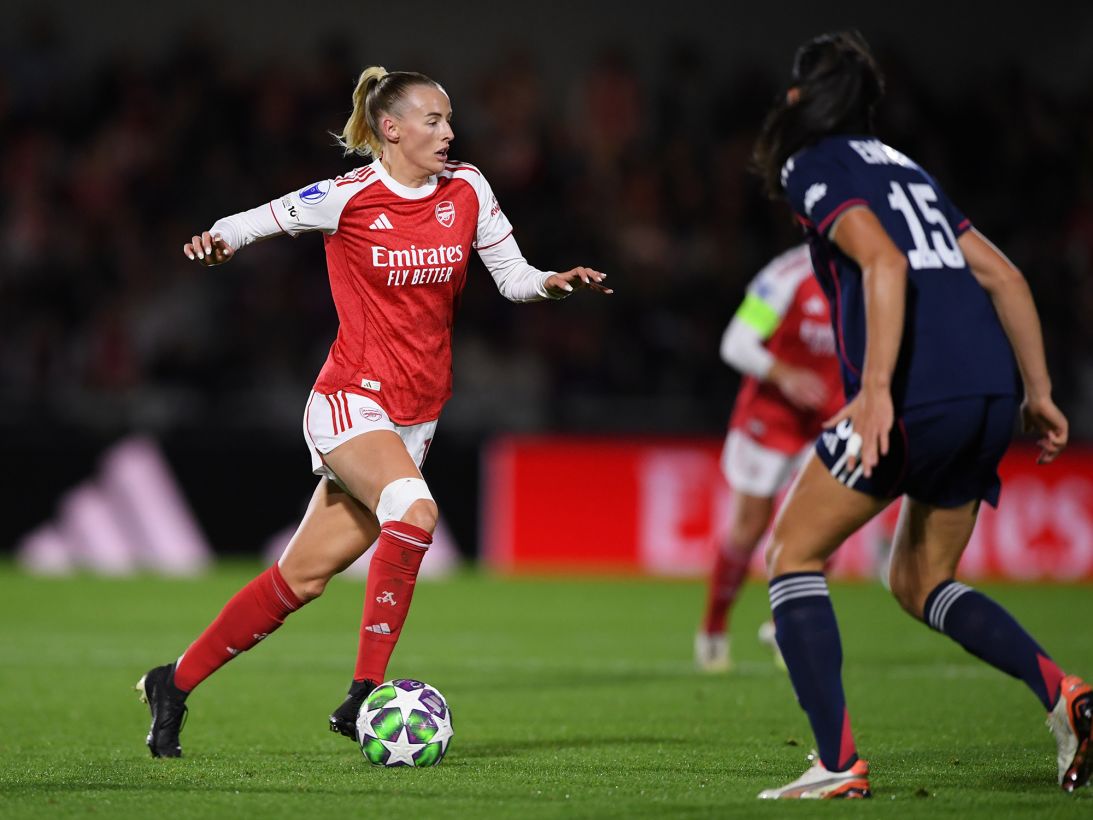 Chloe Kelly during the UEFA Women's Champions League 2025/26 league phase match between Arsenal FC and OL Lyonnes in October 2025.