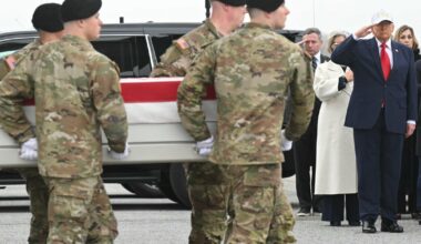 Trump salutes as 6 soldiers killed in Iran are transferred back to the U.S.