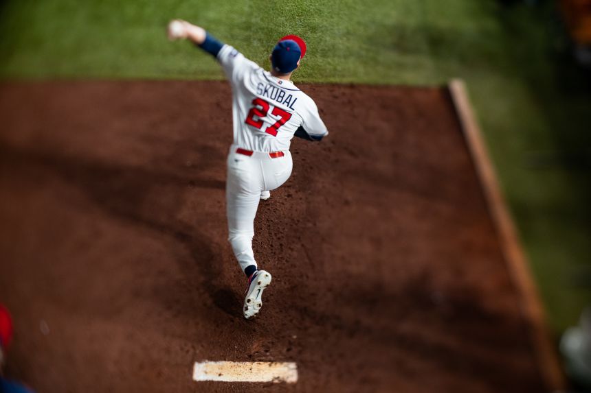 Tarik Skubal of the United States warms up before his start during a World Baseball Classic Pool B game between Great Britain and the United States at Daikin Park in Houston, Texzas, on March 7, 2026.