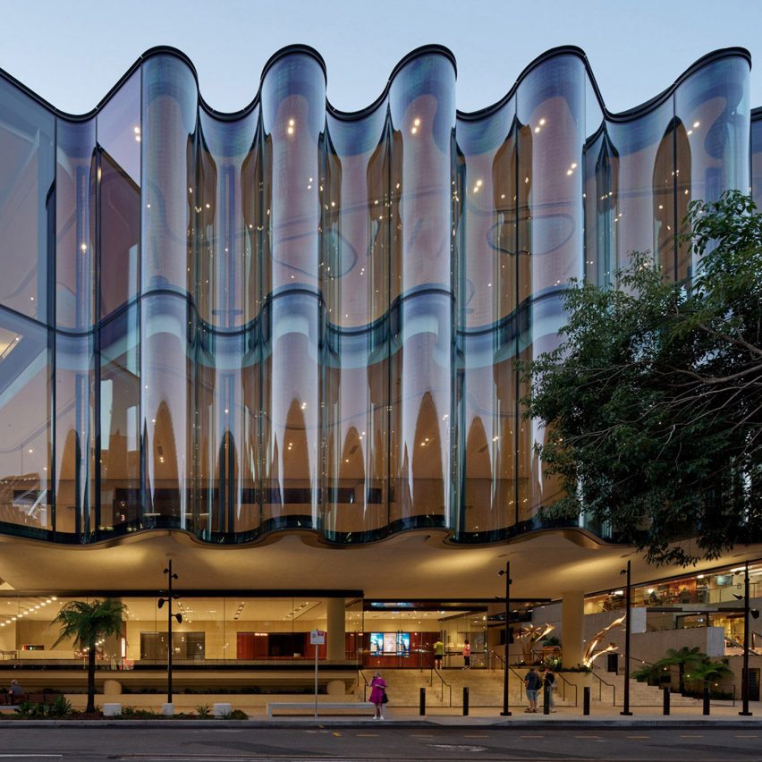 Undulating glass facade of Glasshouse Theatre