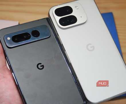 The Google Pixel Fold beside the Google Pixel 9 Pro Fold.