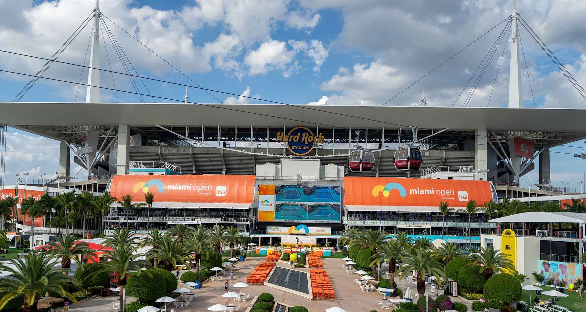 The Miami Open presented by Itau is held at Hard Rock Stadium, home of the NFL's Miami Dolphins.