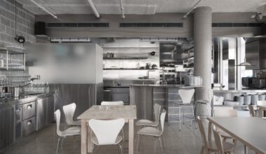 Kitchen with concrete and metal surfaces