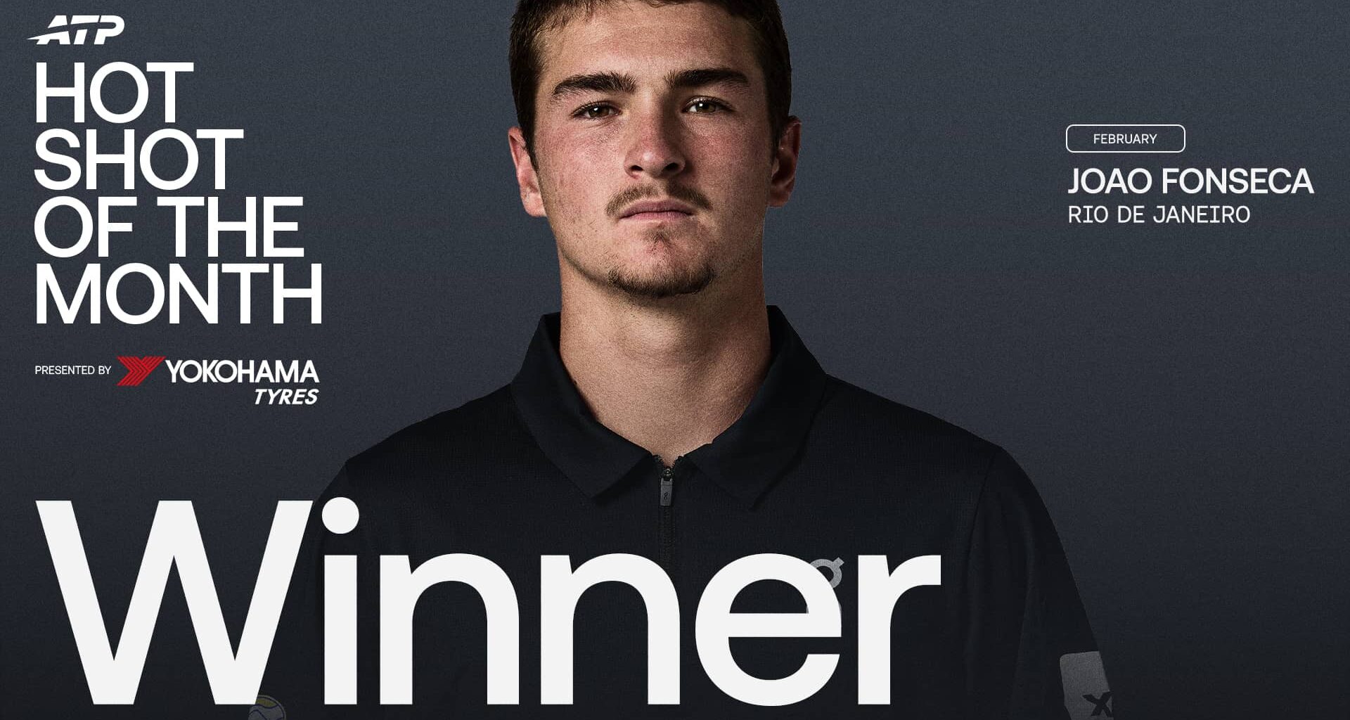 Joao Fonseca wins February's Hot Shot of the Month presented by Yokohama award for his dogged defence in Rio de Janeiro.