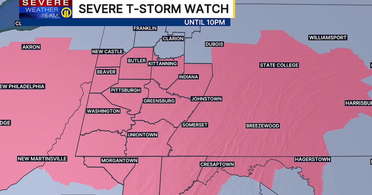 Most of area under Severe Thunderstorm Watch as storms roll through; hail main concern – WPXI