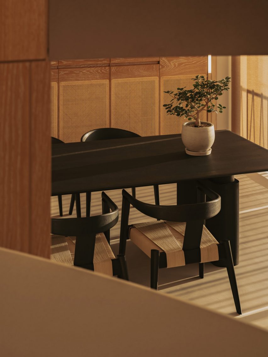 Black table in beach house