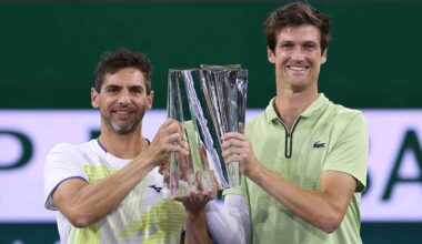 Guido Andreozzi and Manuel Guinard win the 2026 BNP Paribas Open doubles title.