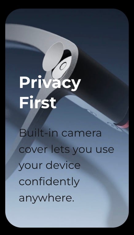 The so-called built-in camera cover for the Inmo Go 3 smart glasses