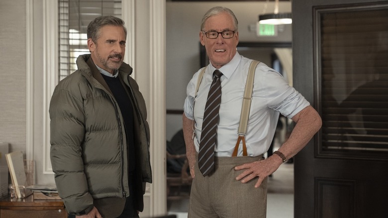 Steve Carell as Greg Russo, John C. McGinley as Walter Mann in Rooster