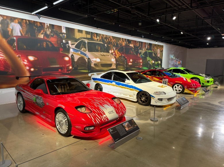 Four tuner cars in the Petersen Automotive Museum