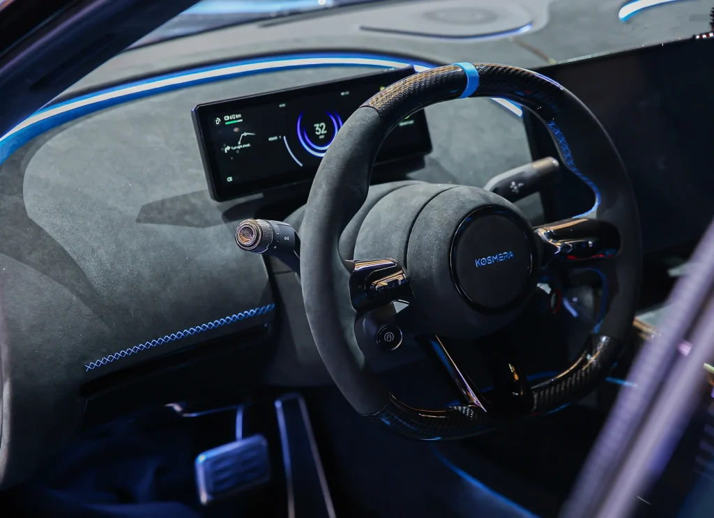Kosmera revealed its Star Matrix AI hypercar in a new color at AWE Shanghai, and the futuristic AI race engineer concept is drawing huge attention