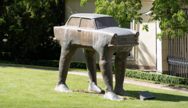 This Statue Of A Trabant With Legs Will Absolutely Haunt Your Dreams