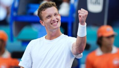 Jiri Lehecka will face Arthur Fils on Friday in Miami.