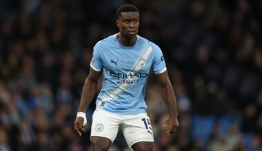 Marc Guehi of Manchester City in action during the Premier League match between Manchester City and Wolverhampton Wanderers at Etihad Stadium on Ja...