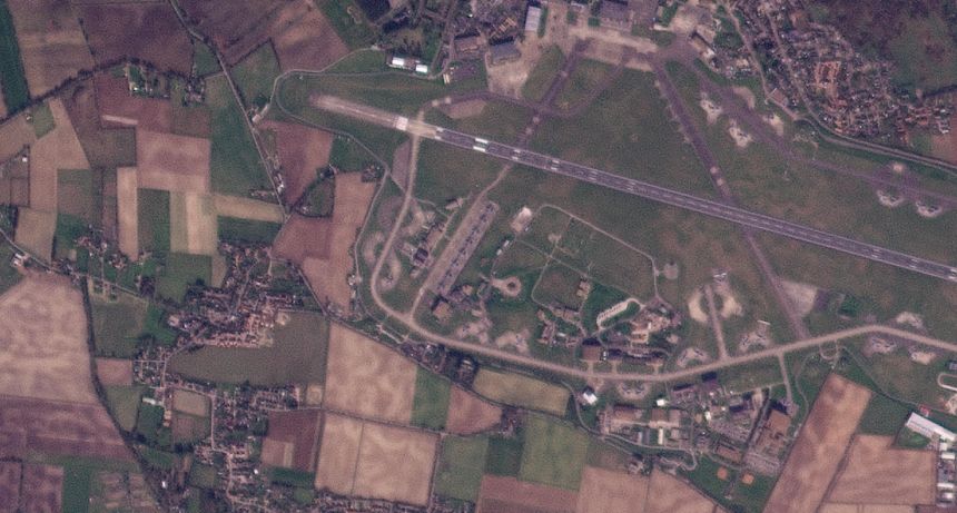 A satellite image captured on March 5 shows several aircraft consistent with MC-130Js on the apron at RAF Mildenhall in Suffolk, England.