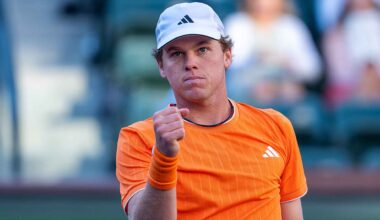 Alex Michelsen in action at the BNP Paribas Open.