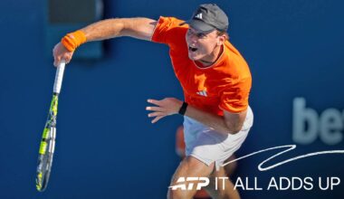 Alex Michelsen in action at the Miami Open presented by Itau.