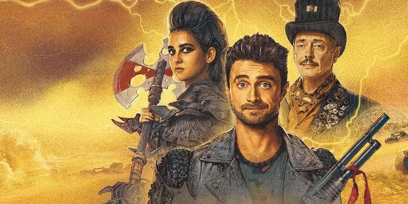 Miracle Workers cover art featurng Daniel Radcliffe, Geraldine Viswanathan, and Steve Buscemi