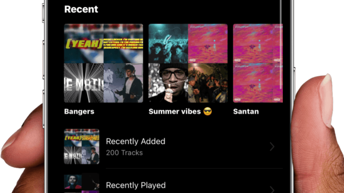A music streaming app displayed on a phone.