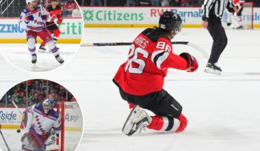 Rangers sunk by Jack Hughes hat trick in loss to Devils