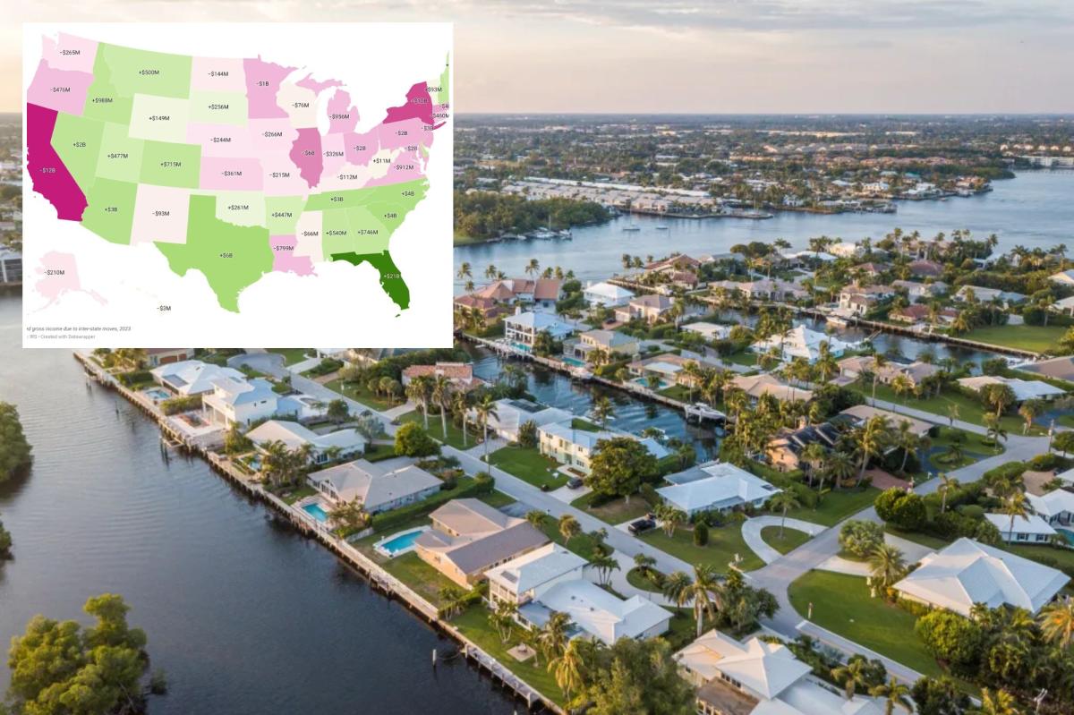 Map shows movement of US post-pandemic wealth: Florida gained $20B