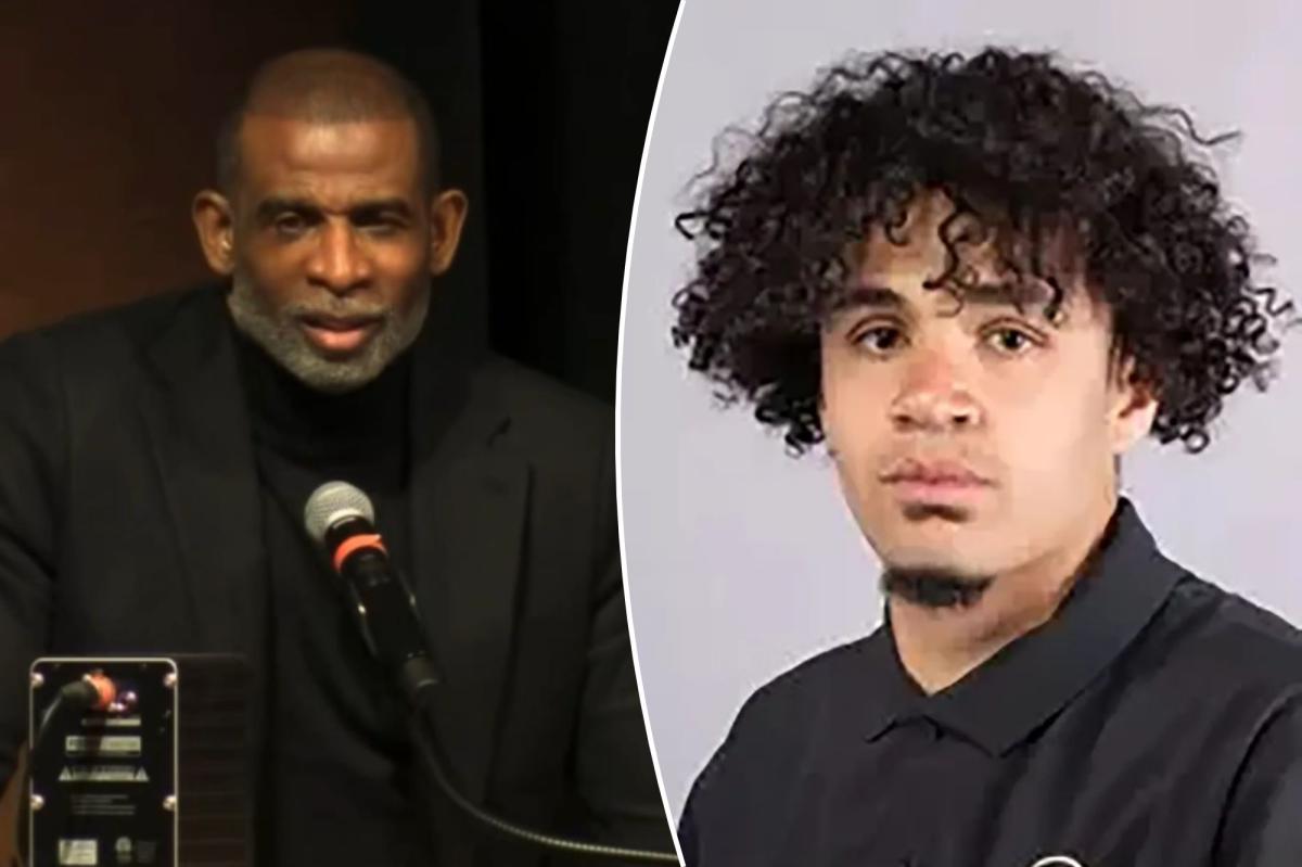 Deion Sanders gets choked up during eulogy for Colorado QB Dominiq Ponder