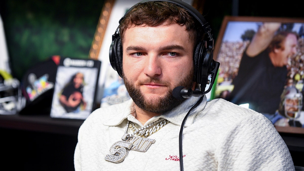 Cam Skattebo at Super Bowl radio row