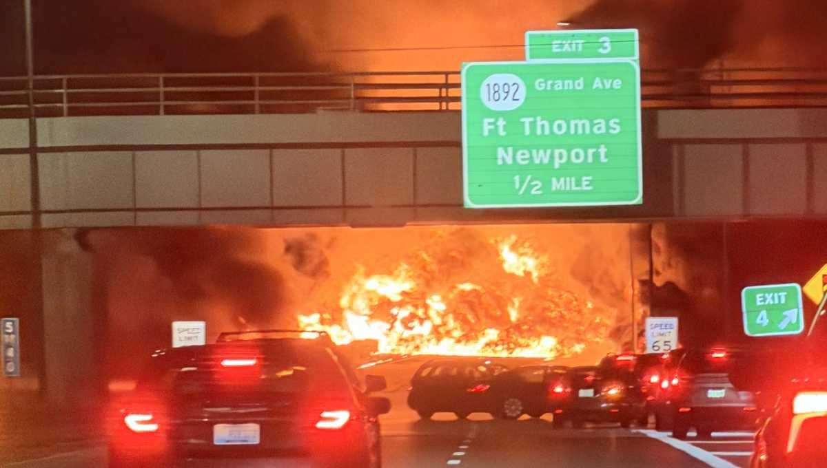 Crash between car, fuel tanker causes massive explosion on I-471