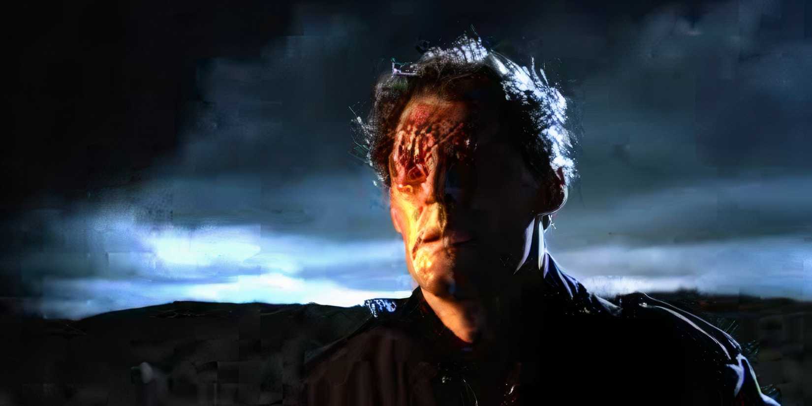 Ben Cross as nightmarish dad with eyed scarred over in Paperhouse.