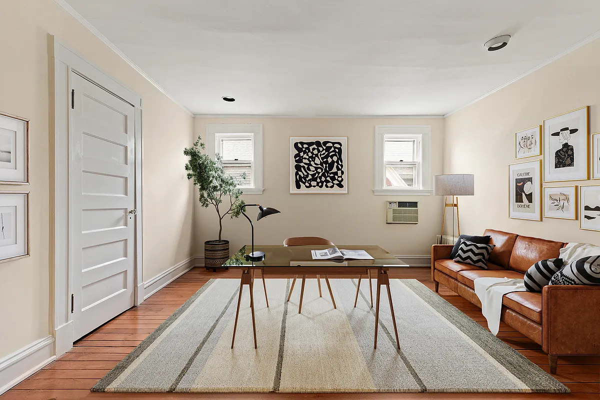 bedroom set up as an office