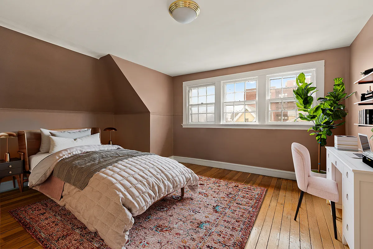 bedroom with brown walls